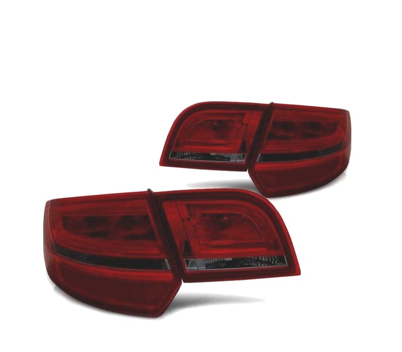 FAROLINS TRASEIROS LED PARA AUDI A3 8P SPORTBACK 04-08 LED BAR" RED SMOKED VERMELHO FUMADO ESCURECIDO