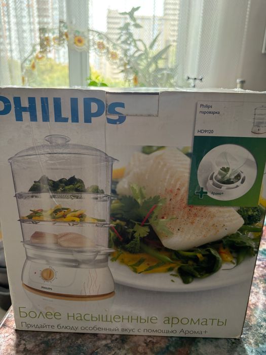пароварка Philips HD9120 (серия Daily Collection) с механическим управлением и контейнером для специй Aroma+