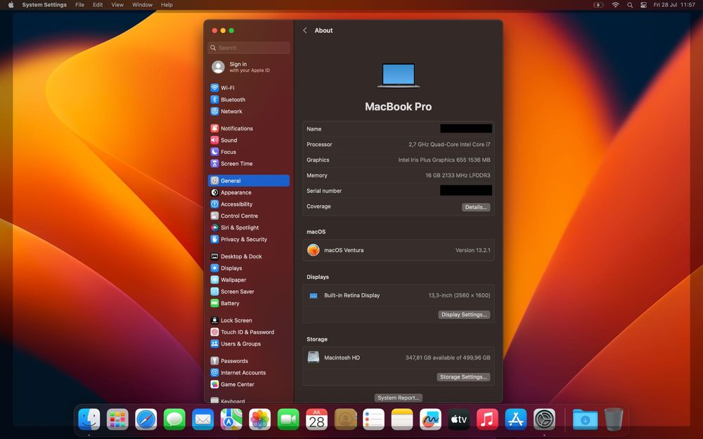 MacBook Pro 13'' 2018 / 512 GB SSD / 16 GB RAM / 2.7 GHz Quad-Core i7