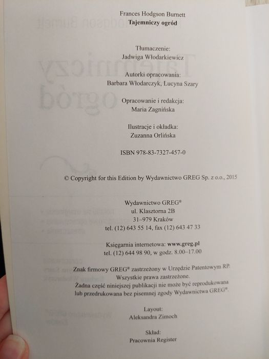 Książka tajemniczy ogród