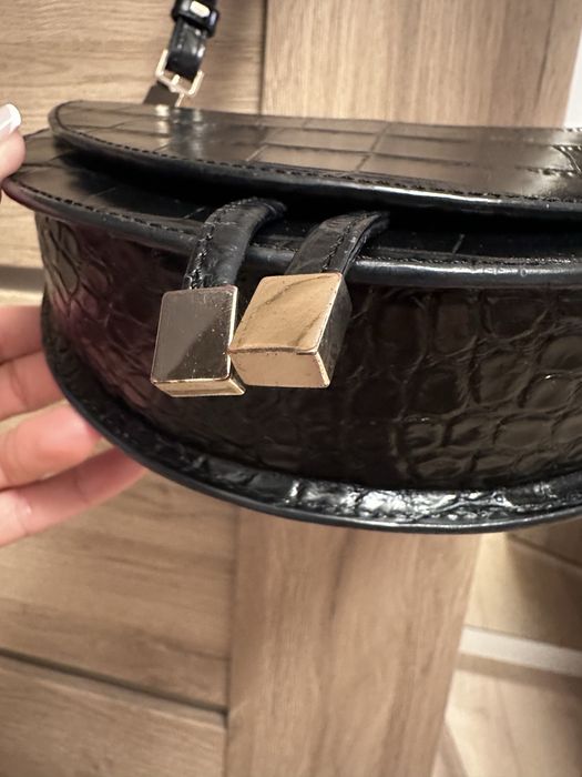 Torebka Chylak czarny błyszczący krokodyl