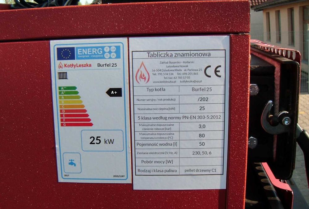 Kocioł piec c.o. 5 klasa BURFEL 25 kW pellet ekoprojekt kotlyleszka