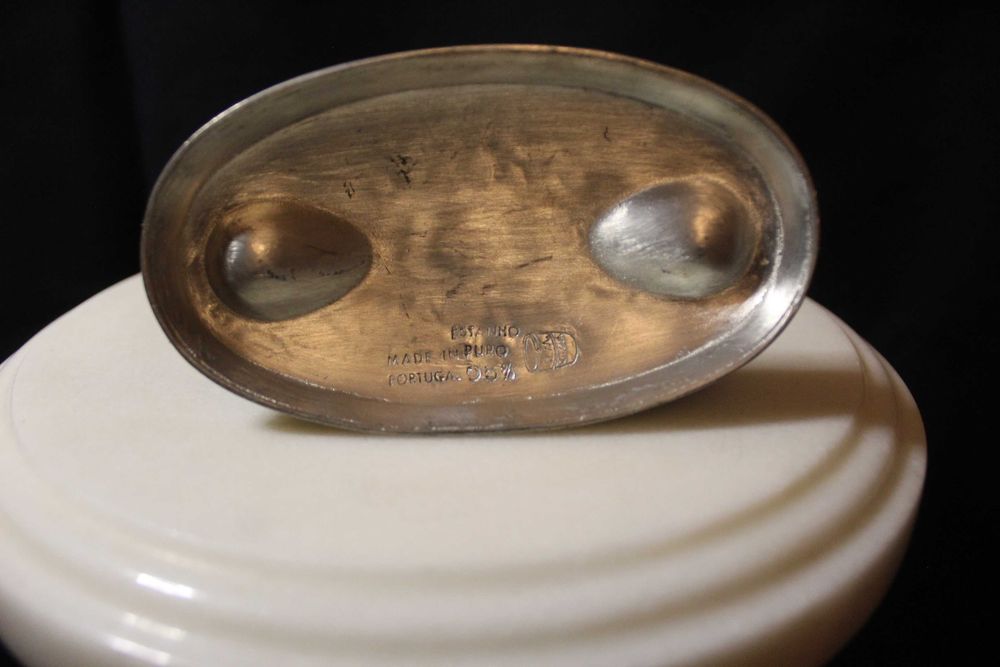 Descanso para cachimbo de tabaco em Estanho puro, Art Nouveau, anos40