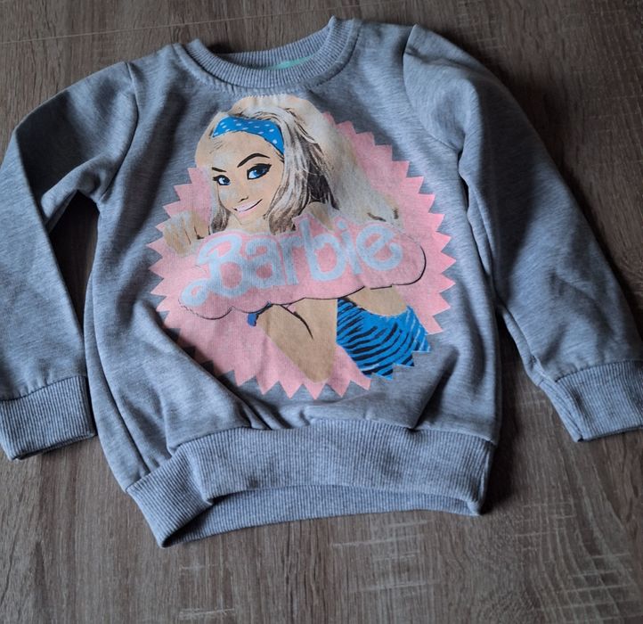 Bluzka szara lekko ocieplana  z Barbie 98/104