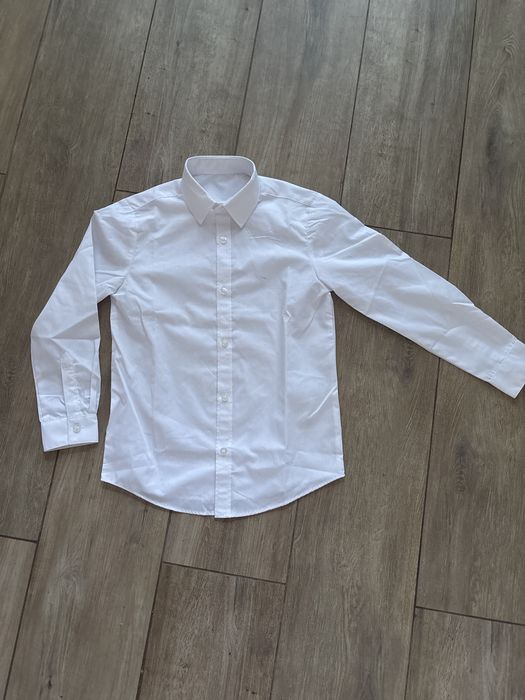Biala meska koszula z dlugim rekawem r.128 cm