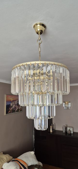 Lampa wisząca oraz kinkiet złoty ścienny  ( 2 sztuki )