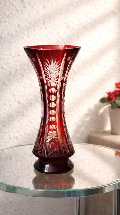 Stary Wazon Rubin Bohemia Kryształ 24% PbO Czechosłowacja 20 cm