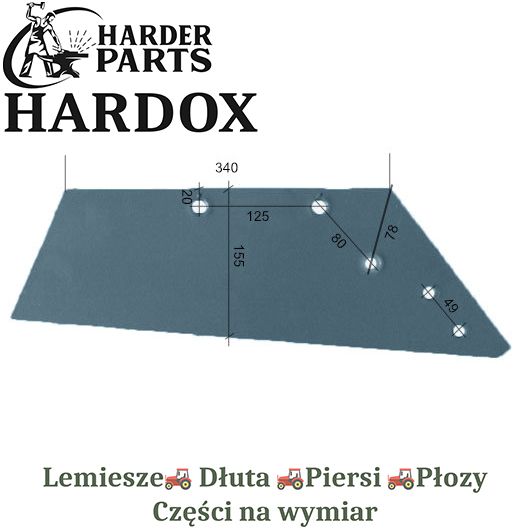 Lemiesz Niemeyer HARDOX 200616/P części do pługa 2X lepsze niż Borowe