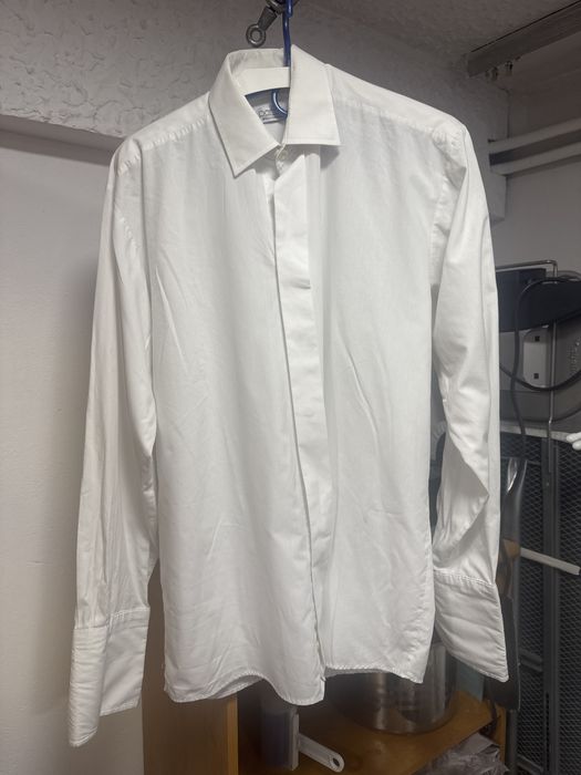 Koszula meska biala na spinki Wólczanka 39