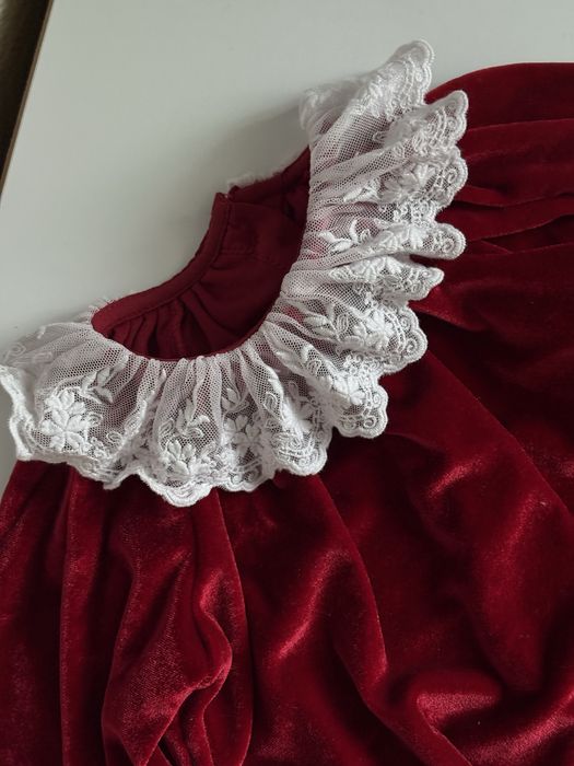 Бодік та сукня велюровий червоний для фотосесії 68-74 розмір