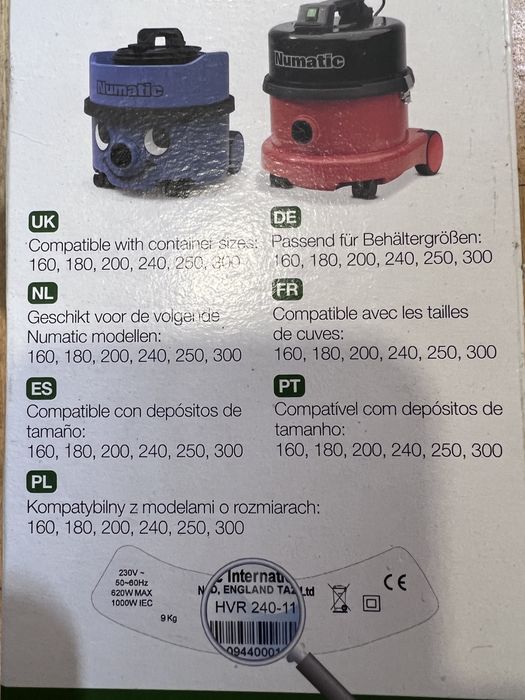 Sacos Aspirador Hepa-Flo Numatic – 10 Sacos - NOVO