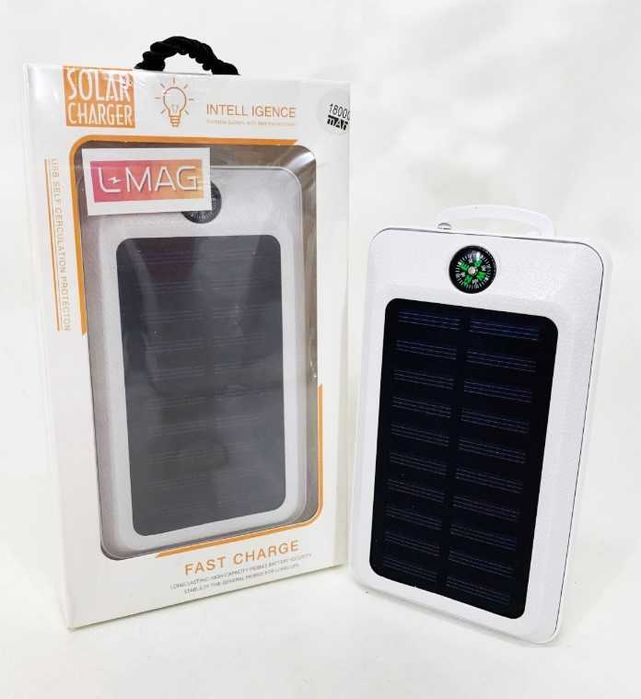 Повербанк PowerBank 18000 mAh з ліхтар з сонячною панеллю батареї