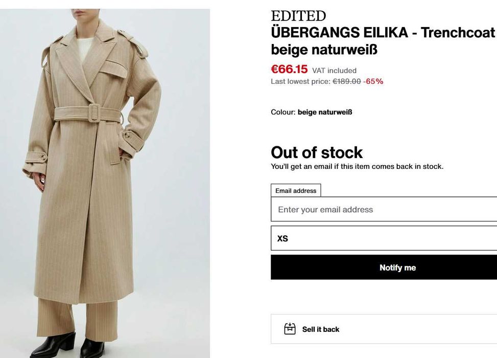 Довге вовняне пальто Edited, M-L