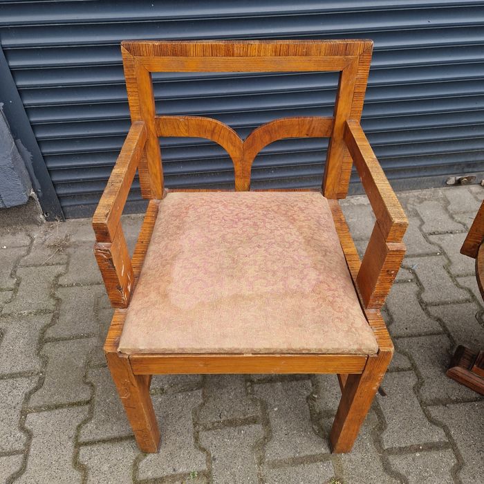2 Fotele i stolik - polskie Art Deco , jesion