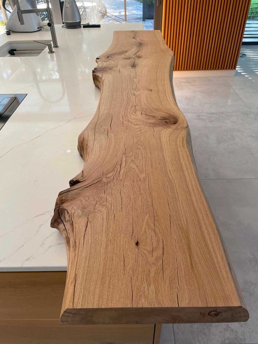 Blat, barek, kłoda, deska dębowa loftowa- 220 cm, grubość 7 cm MONOLIT, OKAZJA