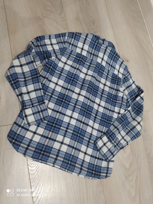 Koszula 134 H&M kratka niebieska
