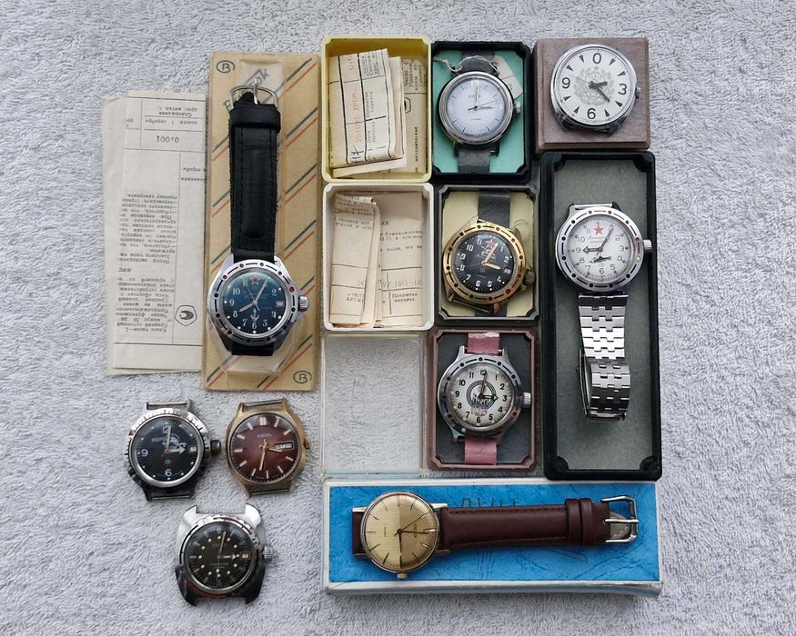 Восток, Амфибия, Полет, Автоподзавод, Позолоченные, Слава, Победа, Луч