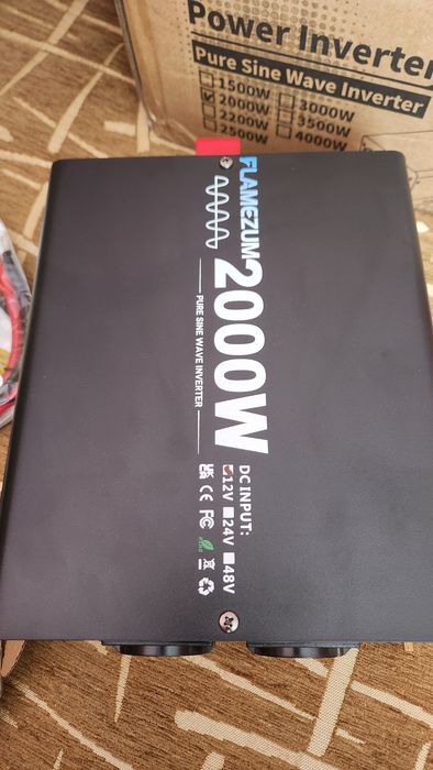 Інвертор Flamezum 2000W/4000W Чиста Синусоїда 12V в 220V для котла, холодильника