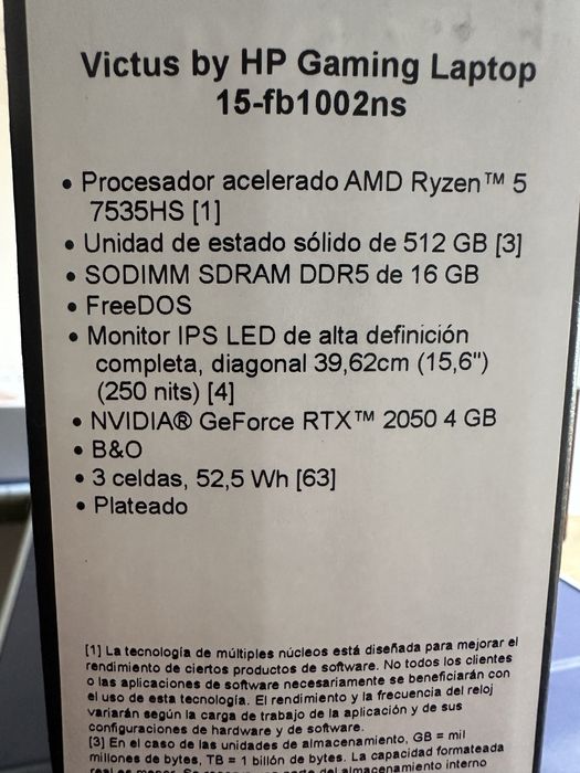 Potatil Gaming HP Victus Ryzen 5 16GB RTX2050  DDR5 de RAM 500GB SSD