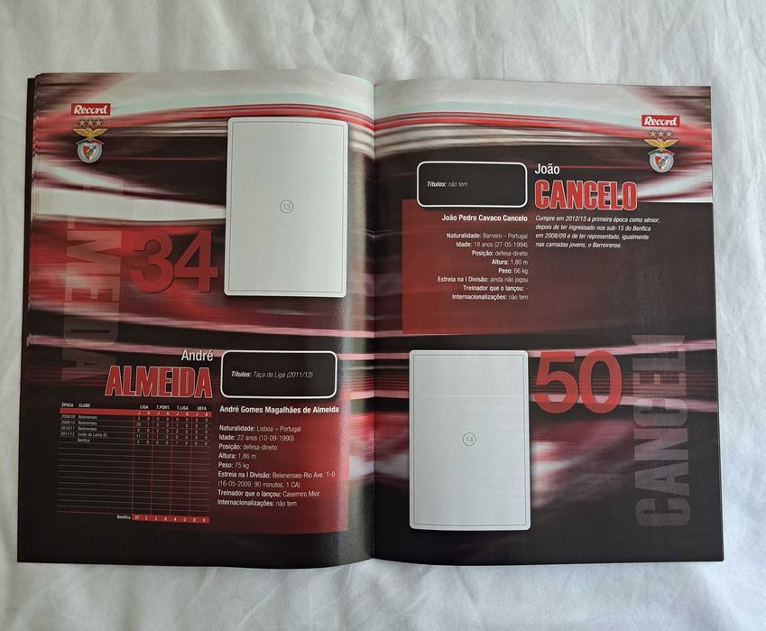Caderneta/Álbum Plantel do SL Benfica 2012/13 - Jornal Record - Vazio