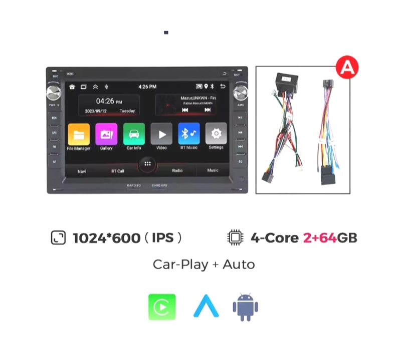 AUTO RADIO ANDROID 14 2DIN 7" PARA SEAT SKODA VOLKSWAGEN VW USB GPS TACTIL HD