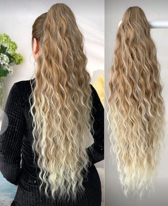 Kucyk na klamerce 66 cm blond ombre. Nowe. Polecam.