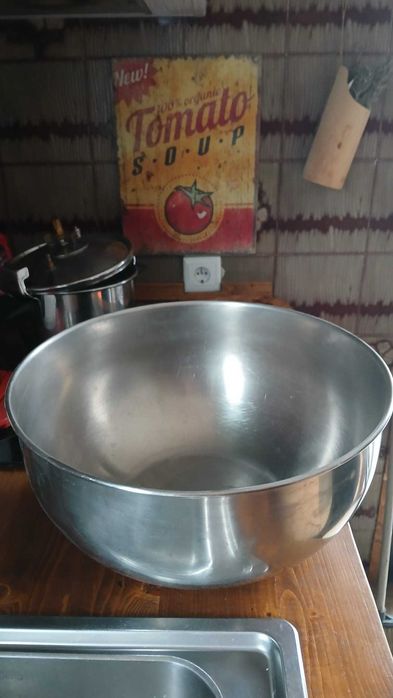 Conjunto Cozinha Profissional: Coador Chinês (28cm) e Taça Inox Grande (38cm)