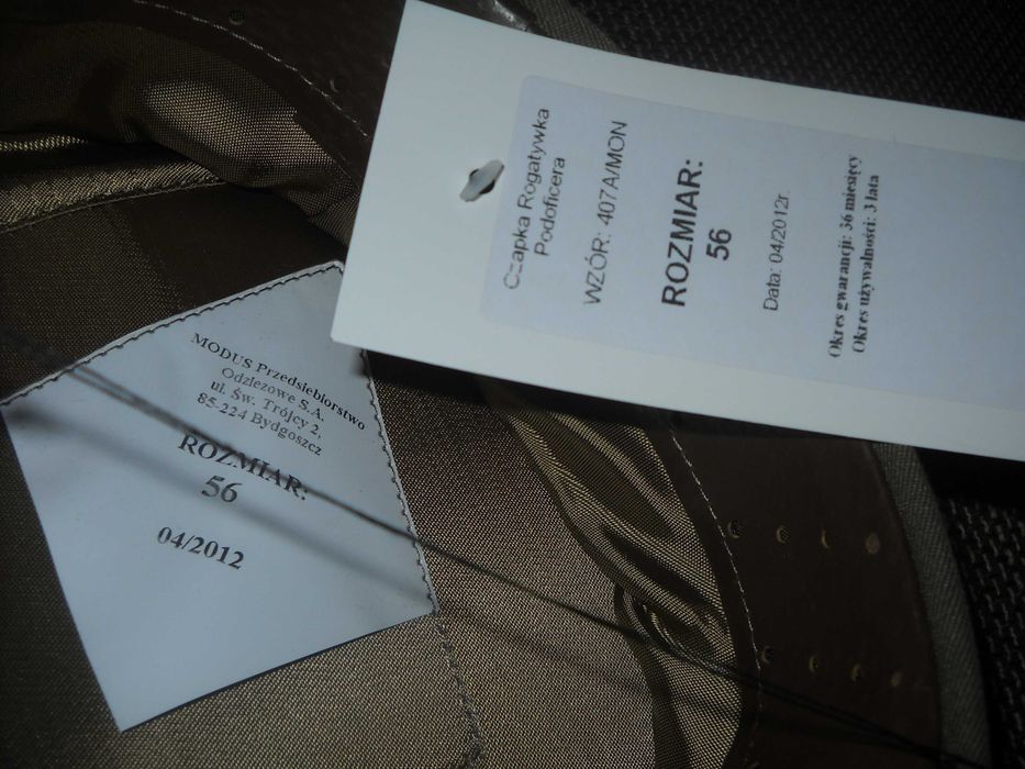 Czapka rogatywka podoficera - Roz. 56 czytać opis