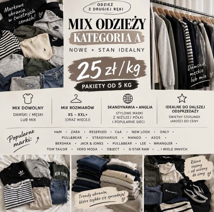 Mix odzieży używanej 5KG kat.A