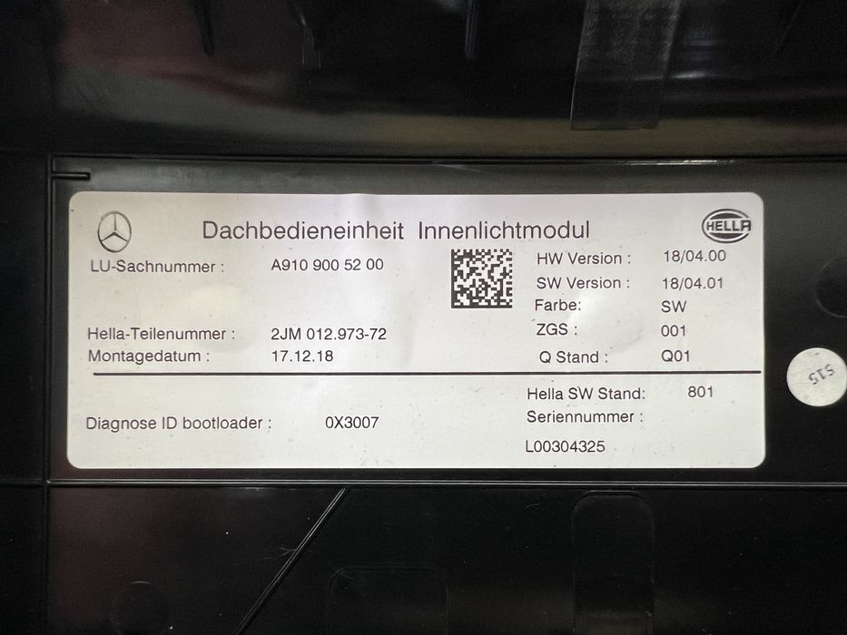 Плафон потолка лампа освещение салона Mercedes-Benz Sprinter W907 W910