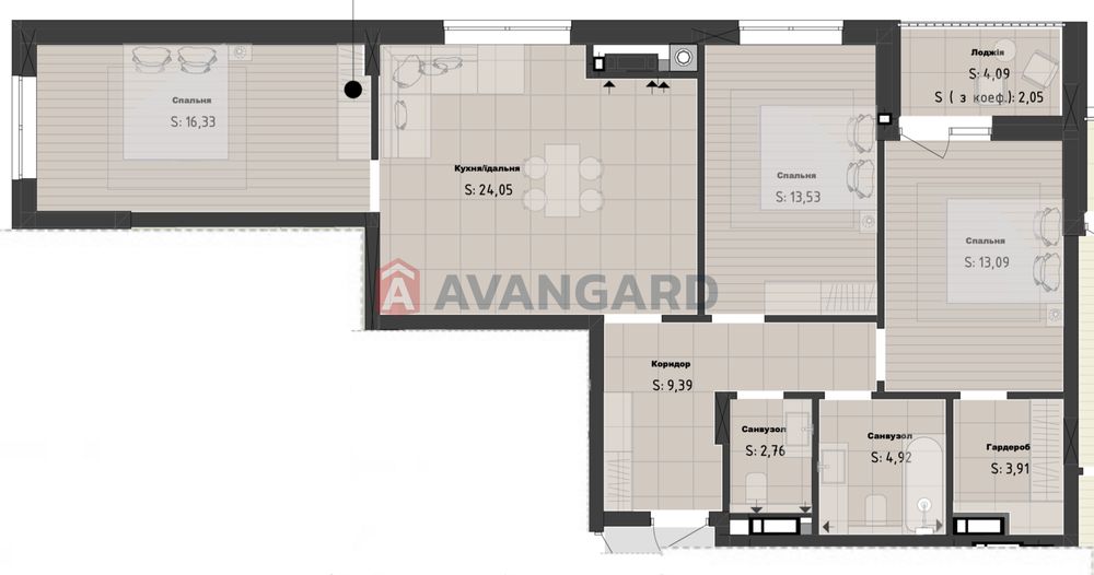 Продаж 3-кімнатної квартири з лоджією в ЖК «Кленовий двір»
