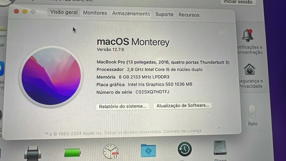 Macbook Pro (13 polegadas, 2016, quatro portas Thunderbolt 3)