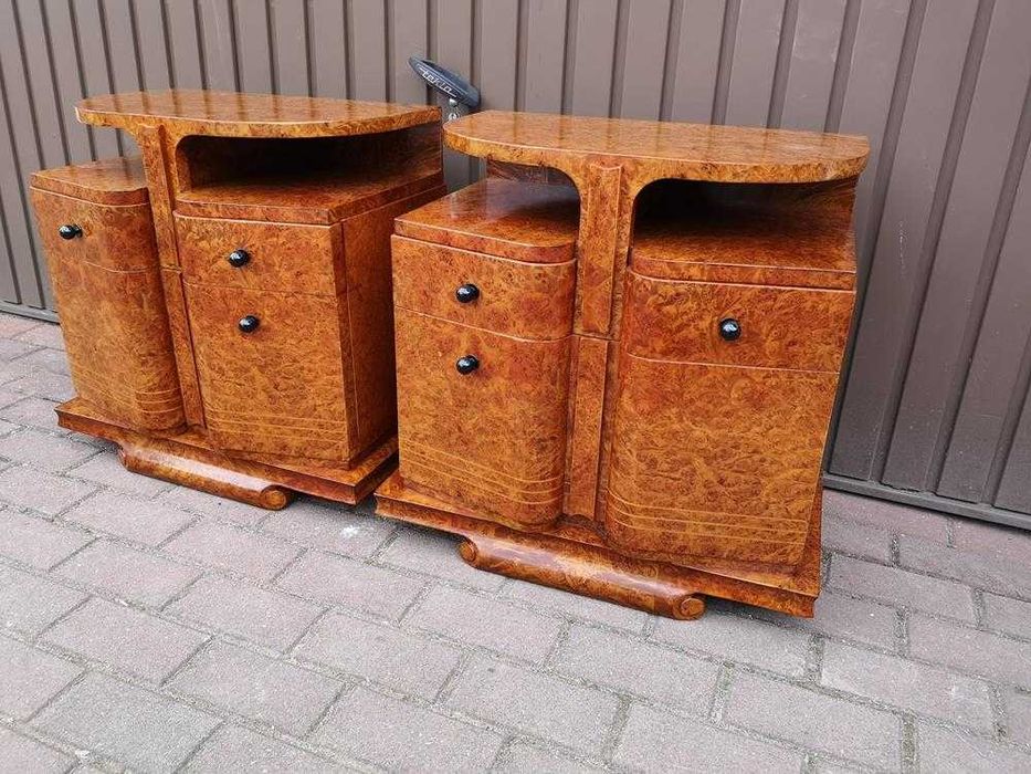 Stoliki Szafki Nocne Art Deco Politura Orzech -Unikat Stare Antyk .