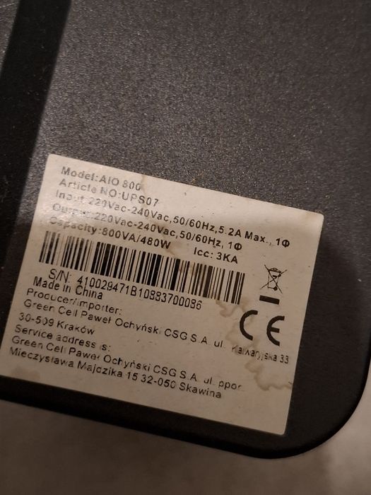 UPS GreenCell AIO 800 800VA/480W