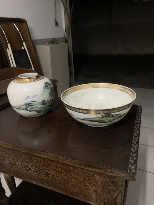 Conjunto jarrao e taça em louça