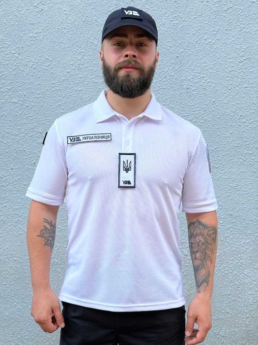 Поло, сорочка, футболка Укрзалізниця, ДСНС Coolpass біла/синя