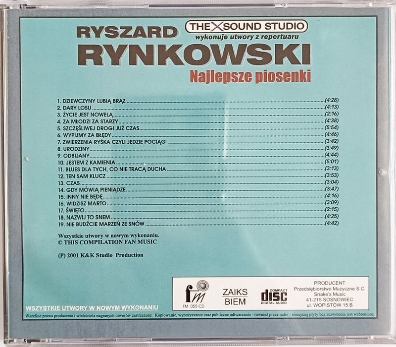 The X Sound Studio Ryszard Rynkowski Najlepsze Piosenki 2001r