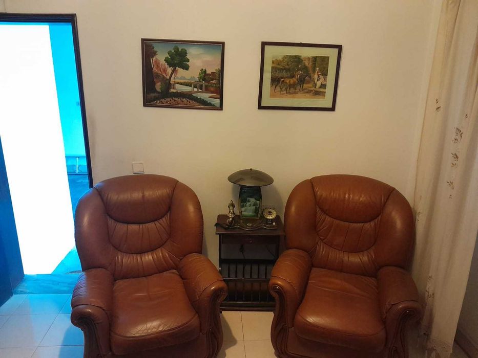 Sofás castanhos em pele