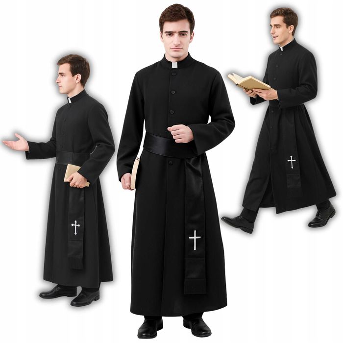 STRÓJ KSIĘDZA Halloween Ksiądz Sutanna Przebranie Kapłan Proboszcz XL