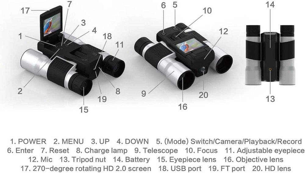 Cyfrowa Lornetka W32 FULLHD 1080p 12x32 KAMERA LCD 2.0