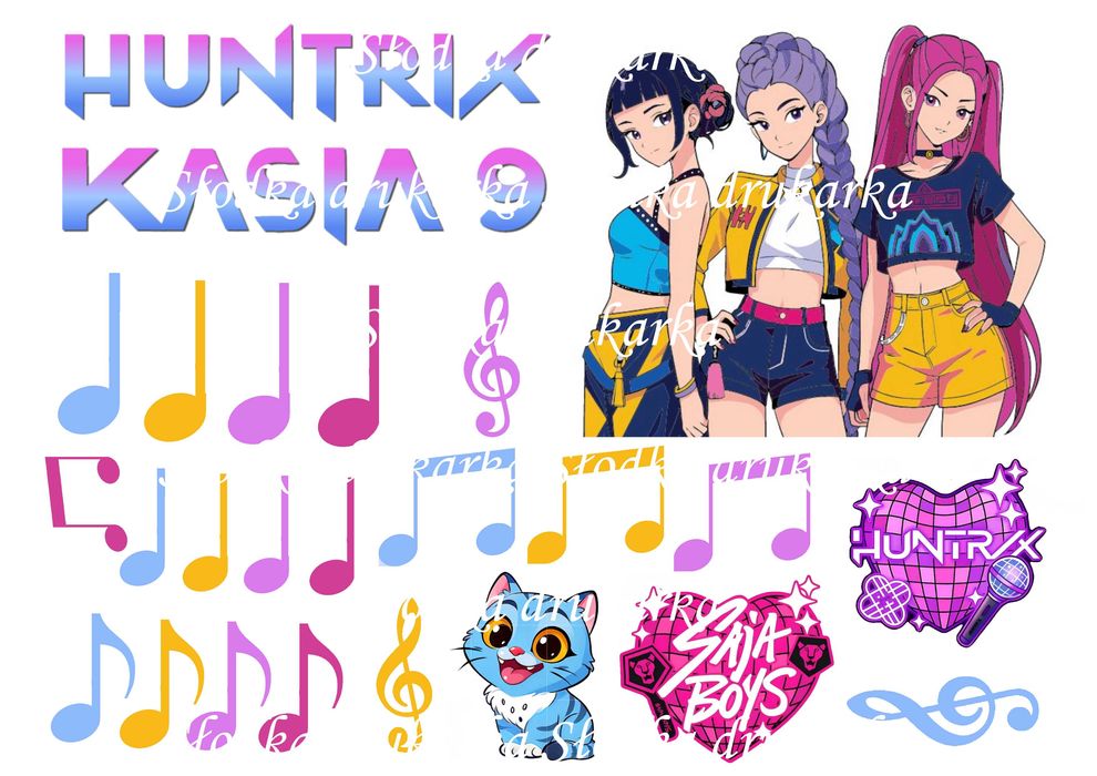 Wydruk cukrowy A4 - 1 arkusz K-POP Łowczynie Demonów różne wzory