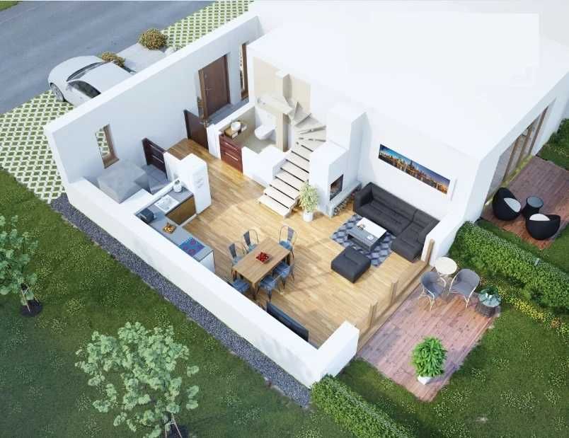 Nowy dom 83,69 m² + jasny strych 28 m² - Wielka Wieś, "Bukowa Osada"