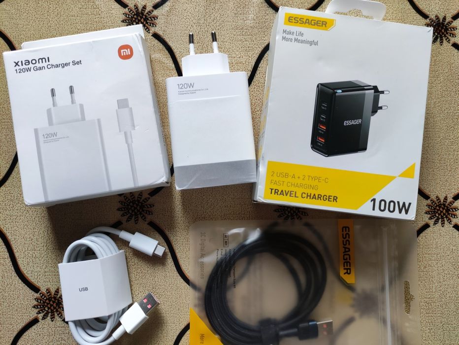 Зарядний пристрій  Essager 100W GAN та Xiaomi 120W