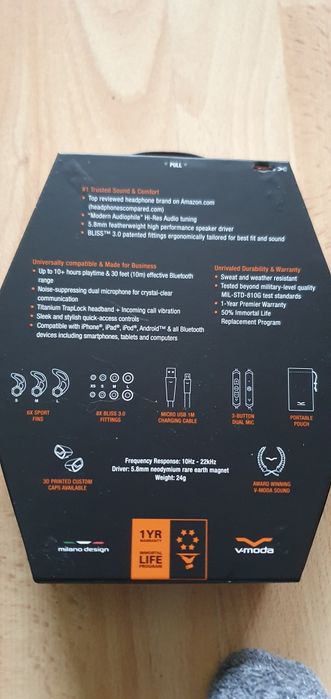 Fones premium bluetooth forza metallo da V-Moda milano design