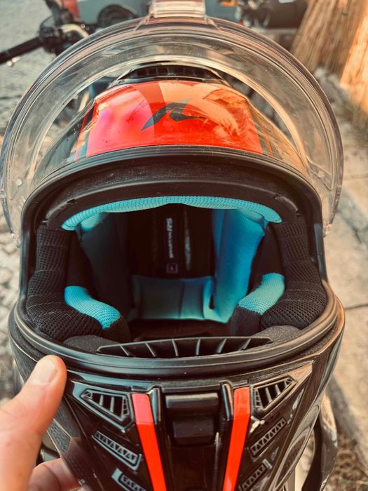 Capacete SHARK SPARTAN Integral Carbono – Pinlock – Preto/Vermelho