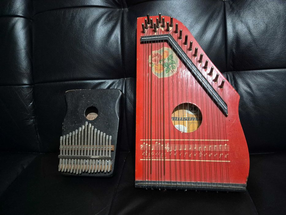 stare instrumenty Cytra Musima + Kalimba Mukarin, antyki