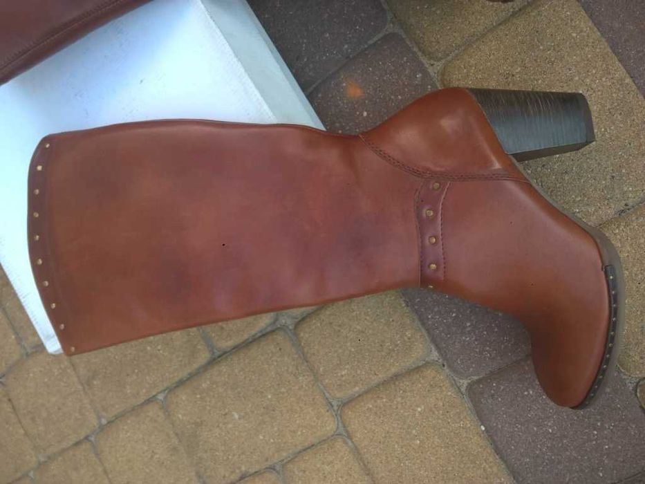 NOWE Buty-Kozaki KOWBOJKI Damskie-38 Skóra100% BRĄZ I-Klasa Gw6 +Fleki