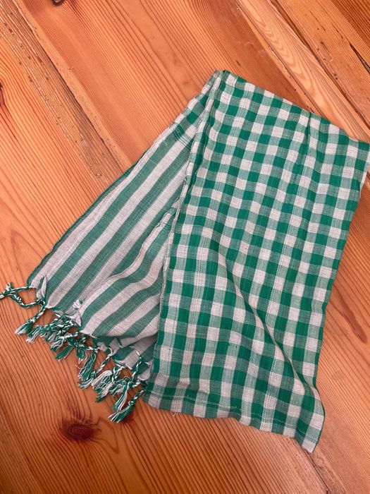 zielona chusta kratka paski szalik