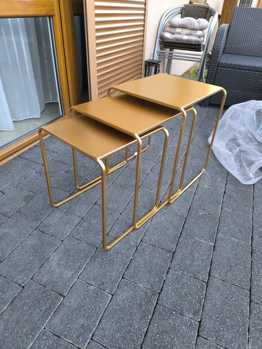 Komplet 3 stolików metalowych Nowe OKAZJA