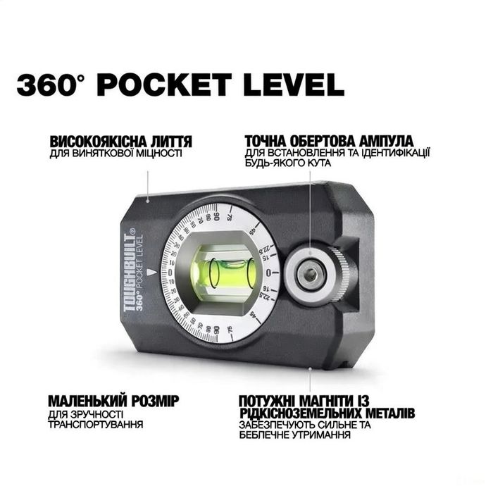 Магнітний рівень Toughbuilt 360 (TB-H2-L-4R)
